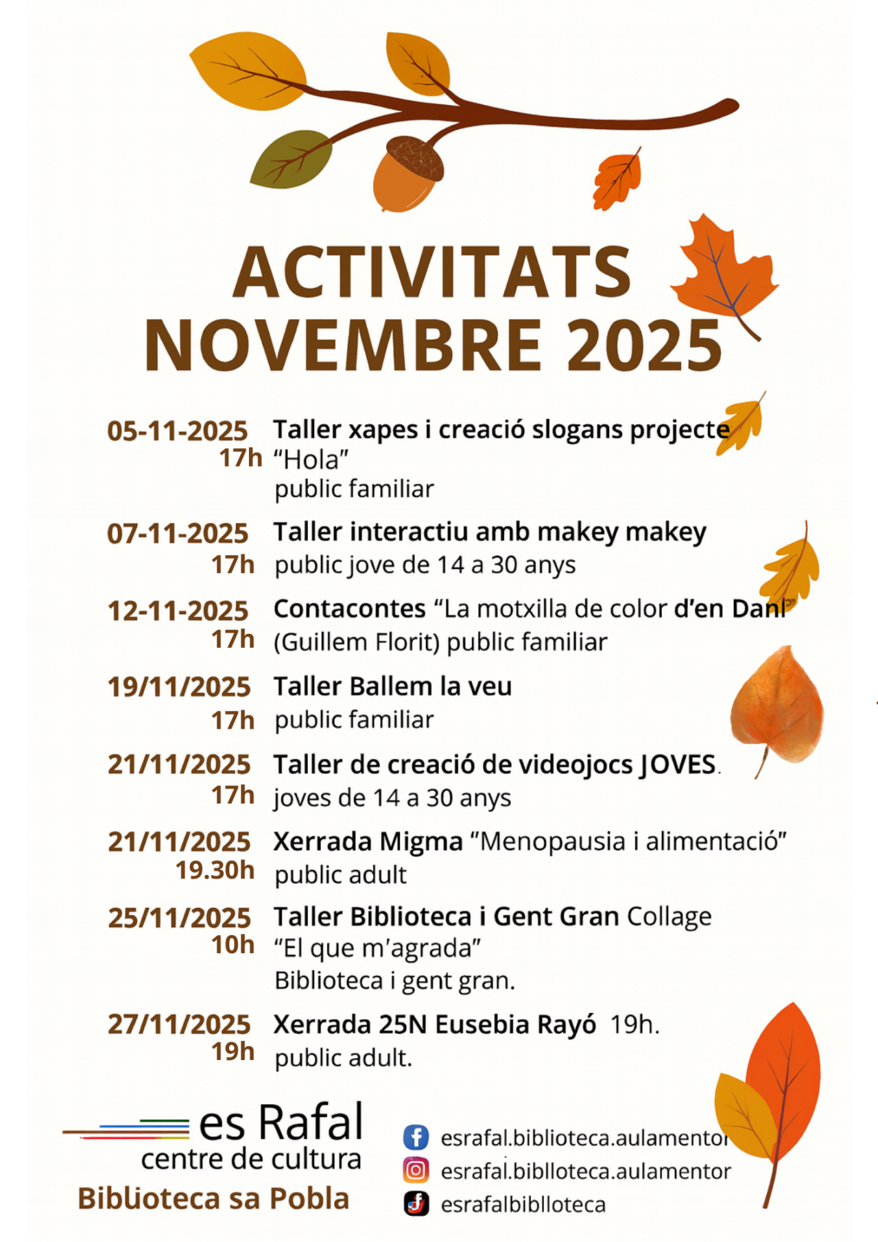 Novembre a la Biblioteca: un mes ple d’activitats per a tothom!