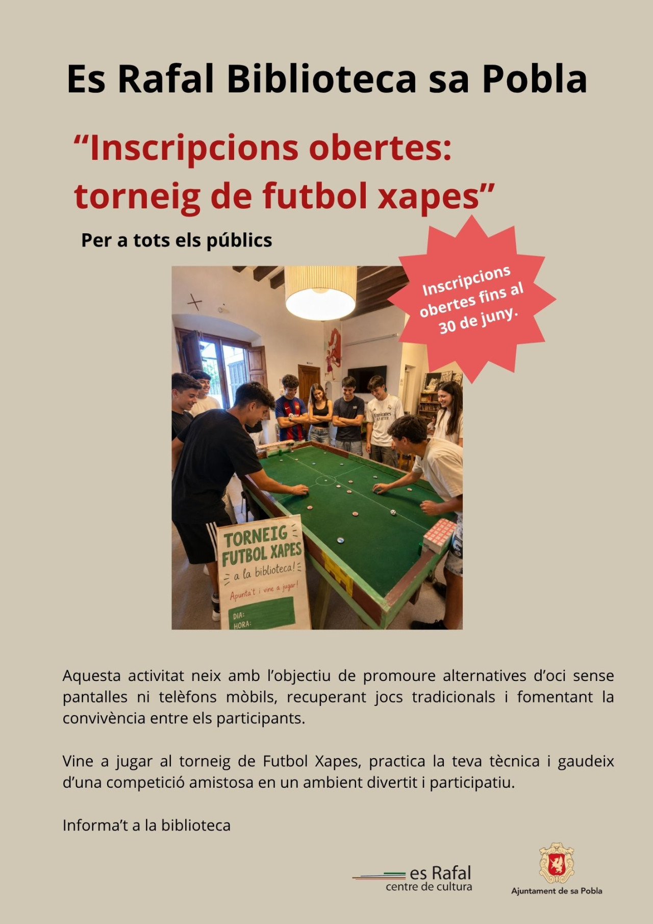 Futbol Xapes: Inscripcions obertes