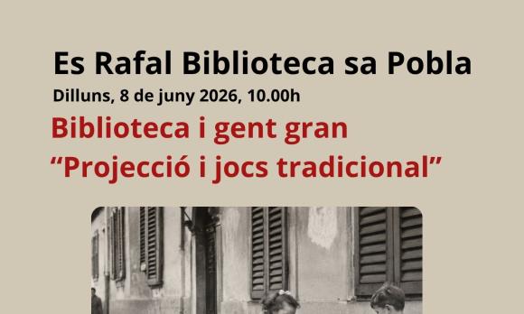 Projecció jocs tradicionals. Biblioteca i gent gran